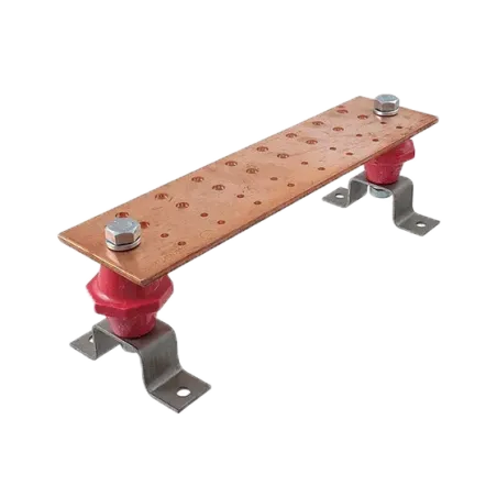 BARRA DE CONEXION C/AISLADOR+SOPORTE COBRE 1/4"X4"X24" Ø7/16"