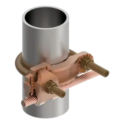 CONECTOR TIERRA CU P/CABLE 4AWG-4/0AWG A TUBO 1-1/4"-2" PERNO 3/8" UL