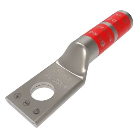 TERMINAL DE COMPRESION BARRIL LARGO CU/ES #8AWG Ø3/8" 35kV, UL
