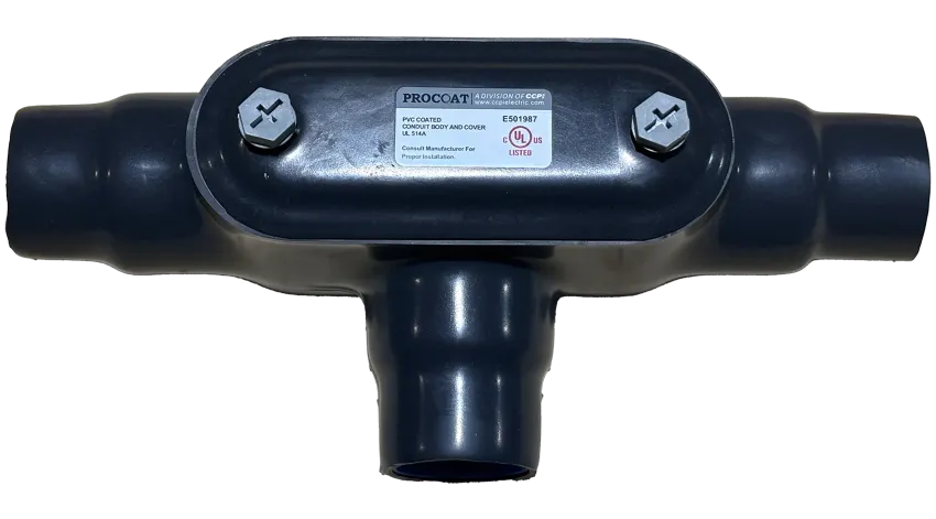 CAJA CONDULET FORM 7 TIPO T 3" REVESTIDA DE PVC, ETL/UL