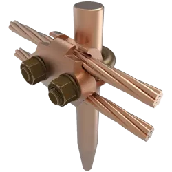 CONECTOR TIERRA CU P/2 CABLES PARAL. 2/0AWG-250MCM Y PERPEND TUBO 3/8" Ø5/8"-3/4" UL