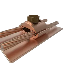 CONECTOR TIERRA DOBLE CU P/2 CABLES PARAL. 2/0AWG - 250MCM A BARRA C/PERNO Ø2-1/4'' UL