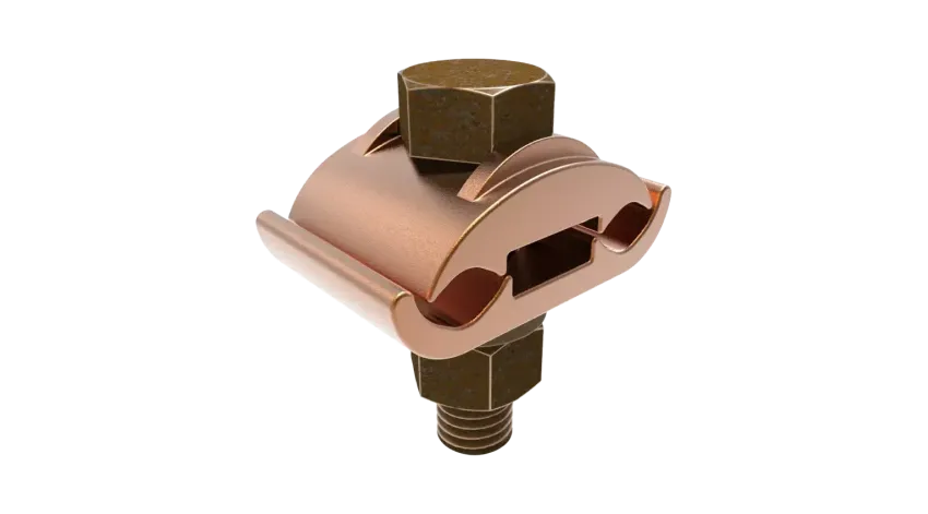 CONECTOR TIERRA DOBLE CU P/2 CABLES PARAL. 2/0AWG - 250MCM A BARRA C/PERNO Ø2-1/4'' UL