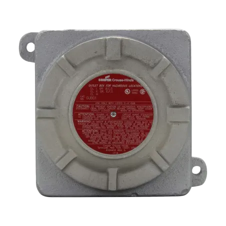 CAJA DE DISTRIBUCIÓN TIPO GUB AL. 6-1/2"X7"X5-3/4" C/TAPA Ø5-3/8", NEMA 7, CL1 DIV1&2, UL