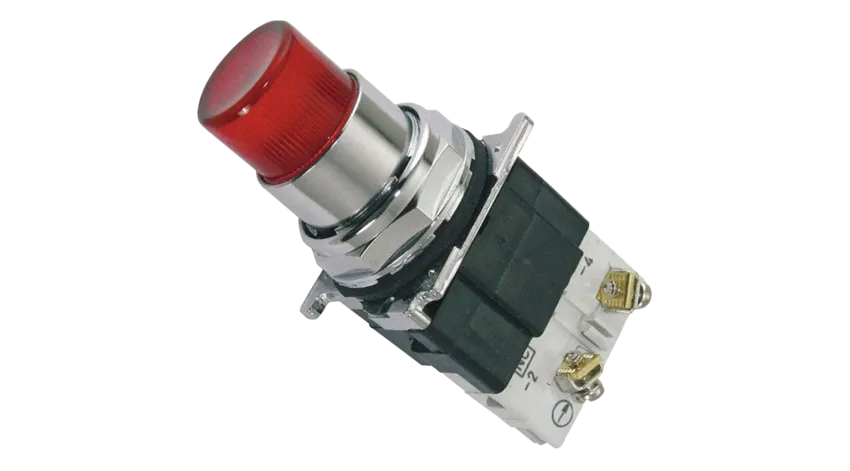 PULSADOR LUMINOSO HEAVY DUTY COLOR ROJO, 1NO+1NC, 30.5mm