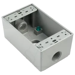 CAJA RECTANGULAR WEATHERPROOF 4"X2"X2"  C/3 HUBØ3/4" UL